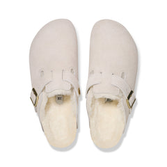 Boston Shearling Antique White Suede Leather/Shearling