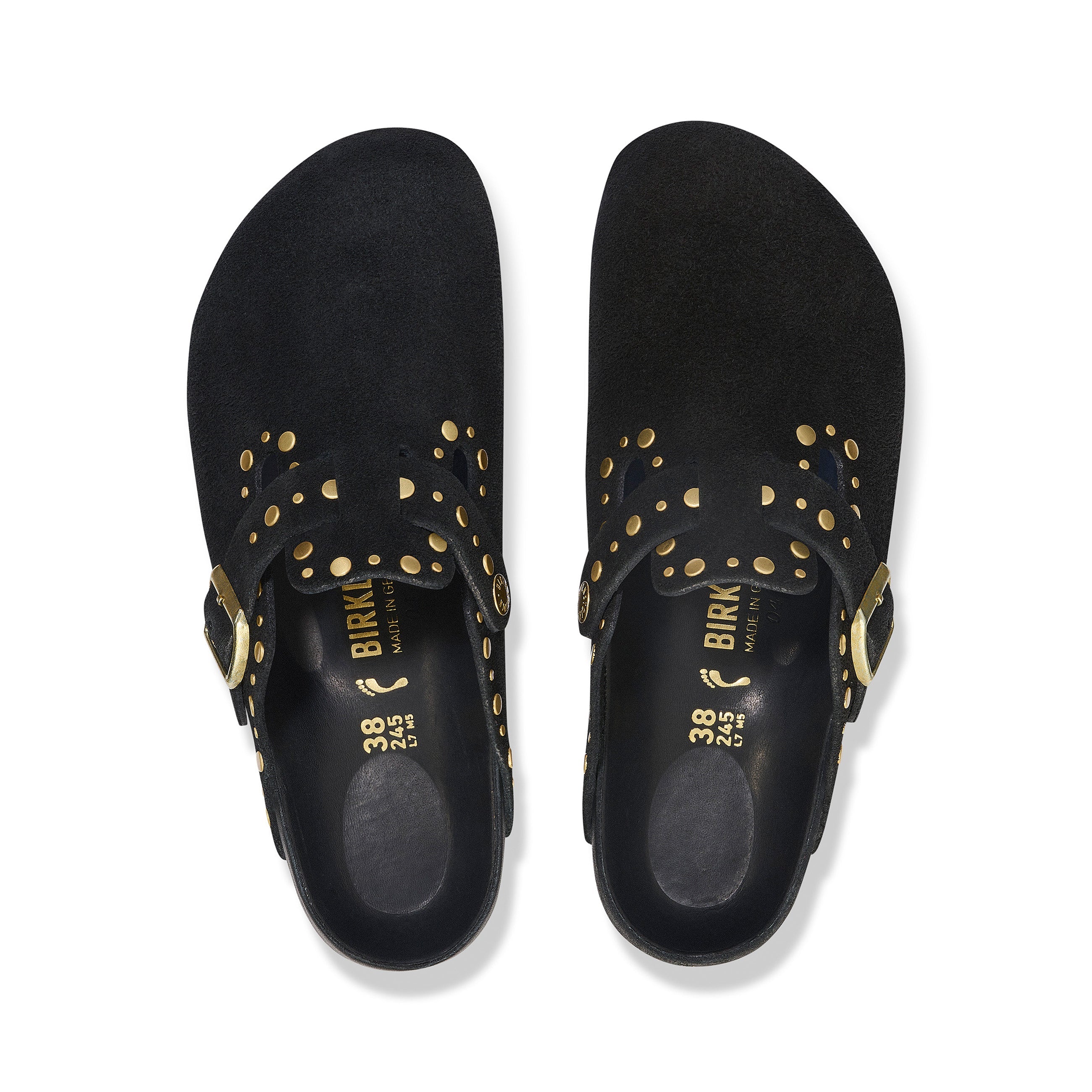 Boston Exquisite Rivets Black Suede Leather