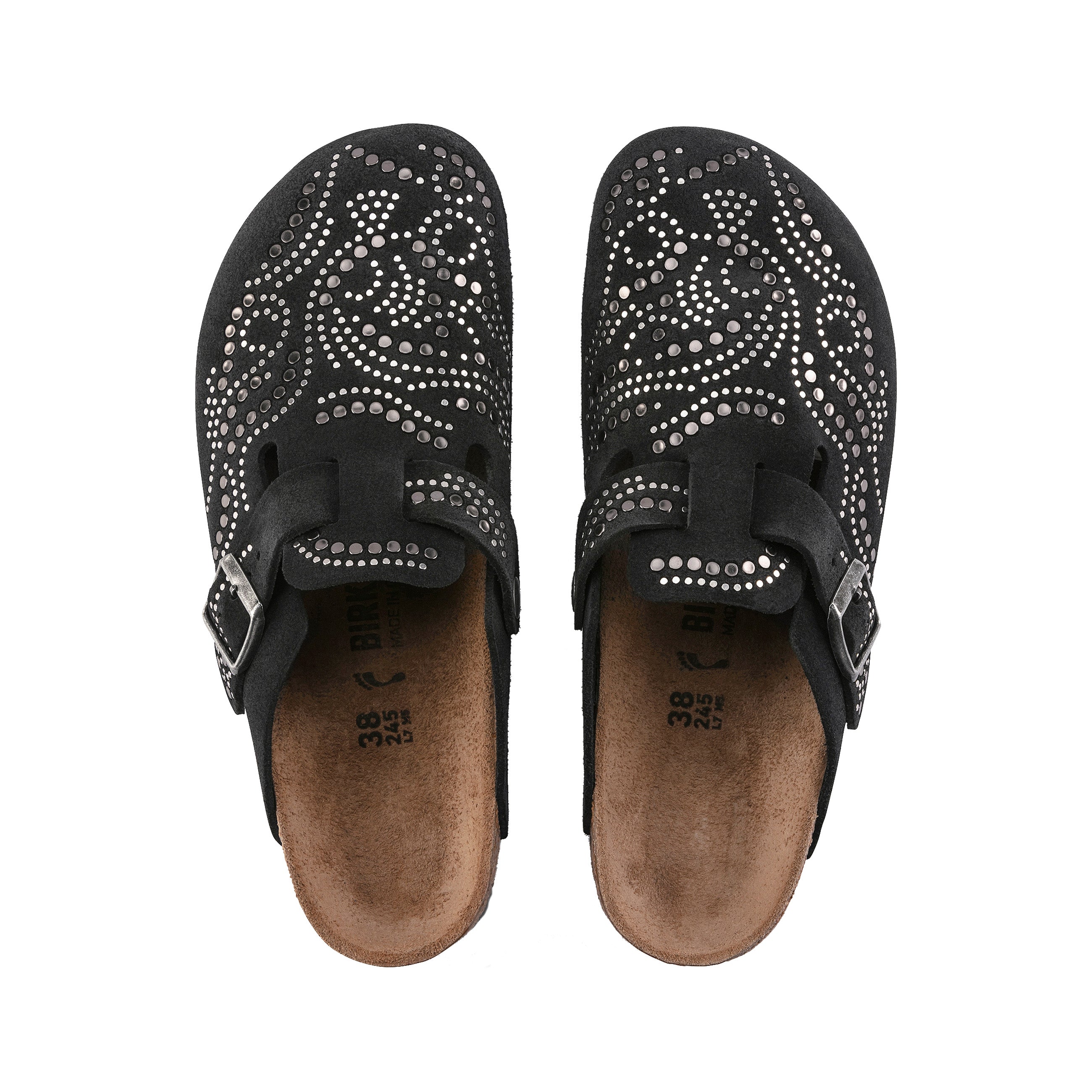 Boston Injected Rivets Black Suede Leather