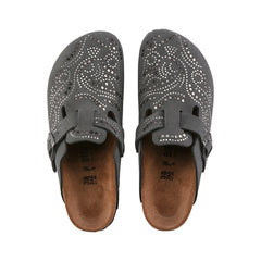 Boston Injected Rivets Gunmetal Suede Leather