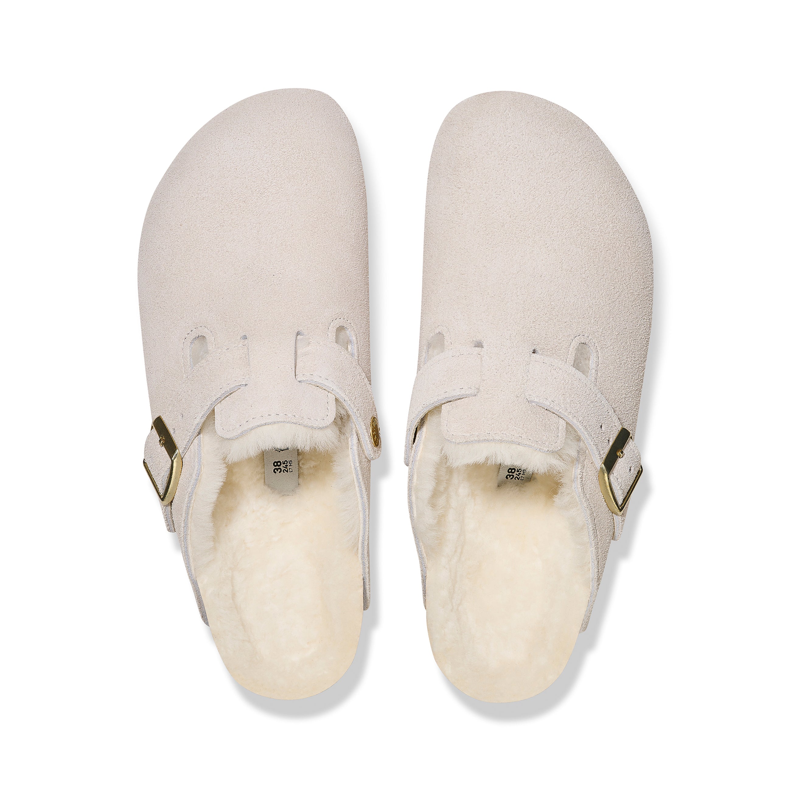 Boston Shearling Antique White Suede Leather/Shearling