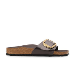 Madrid Hammered Big Buckle High Shine Espresso Natural Leather Patent