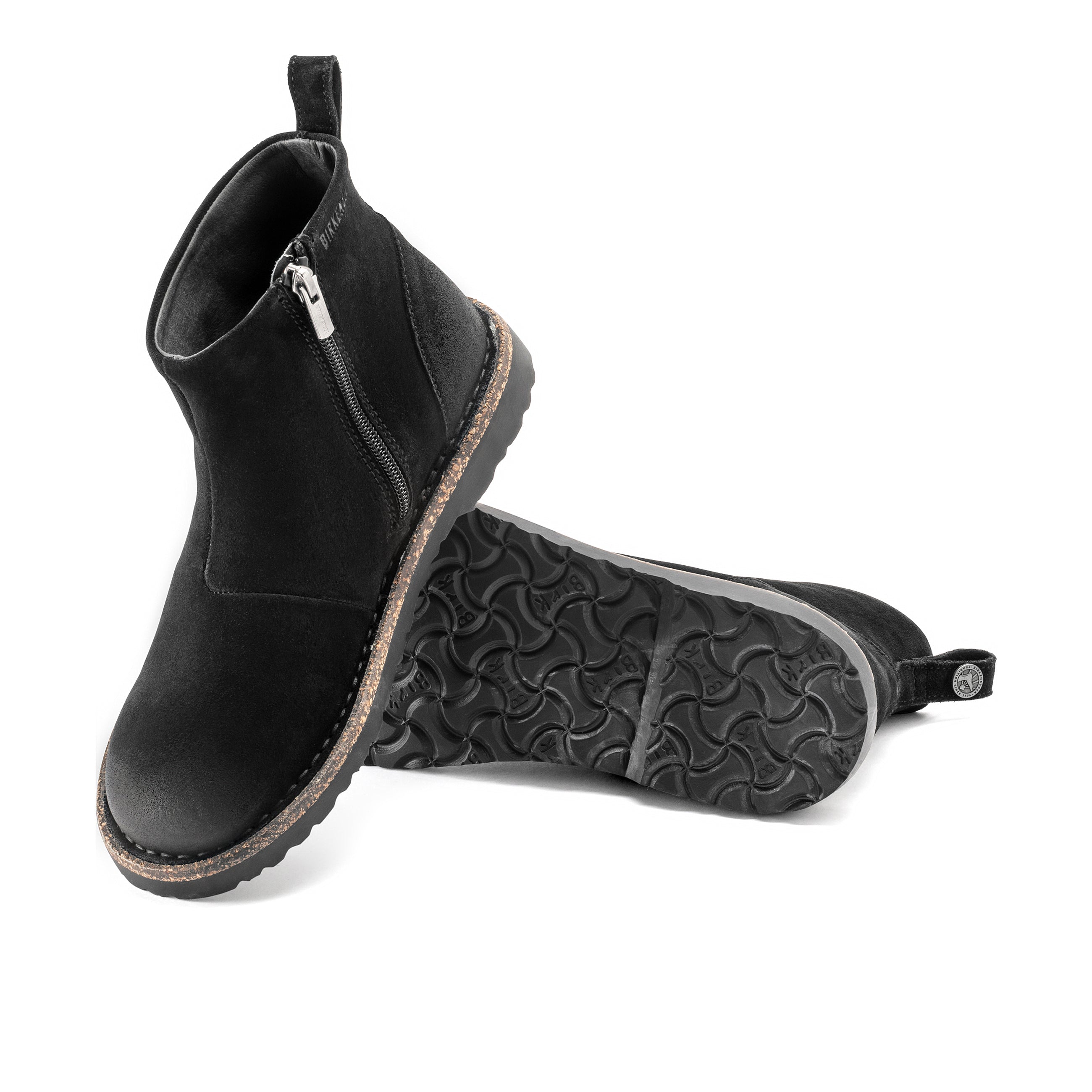 Melrose Black Waxy Suede Leather